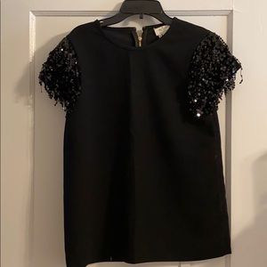 Kate Spade Black Sequined Sleeve Top